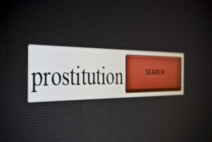 Internet search bar with phrase prostitution