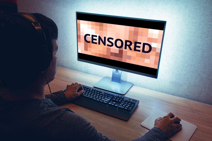Censored content on monitor